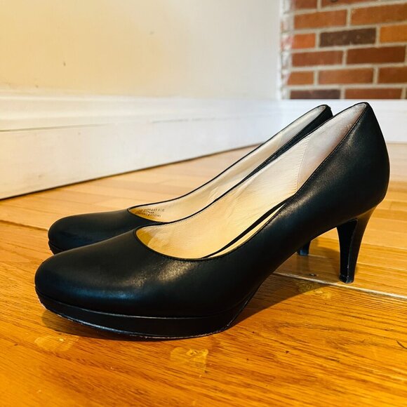 Cole Haan Shoes Women’s 8.5B Black Pumps Grand Os Leather Mid Heel - Picture 1 of 16